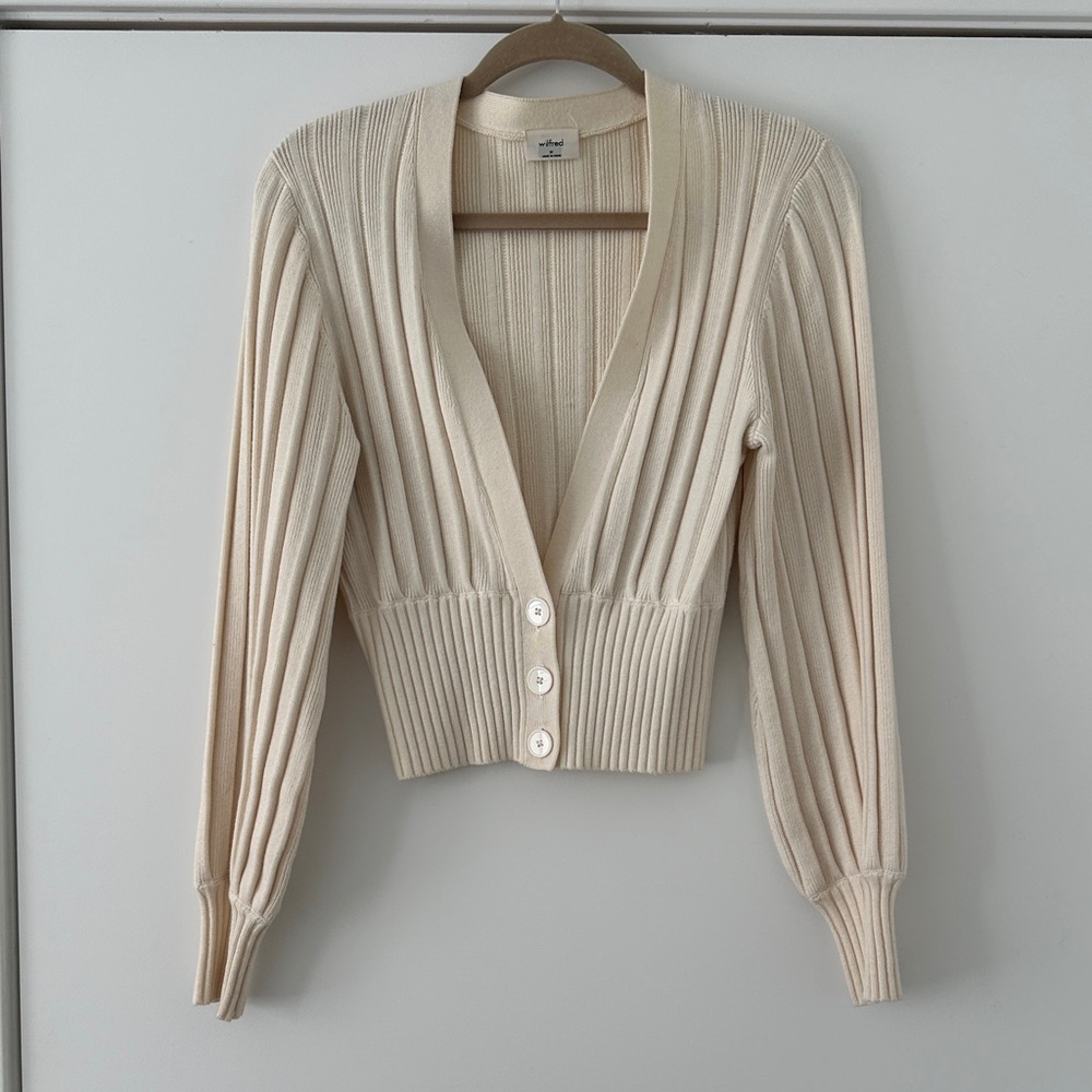 Aritzia Cream Button-Up Cardigan